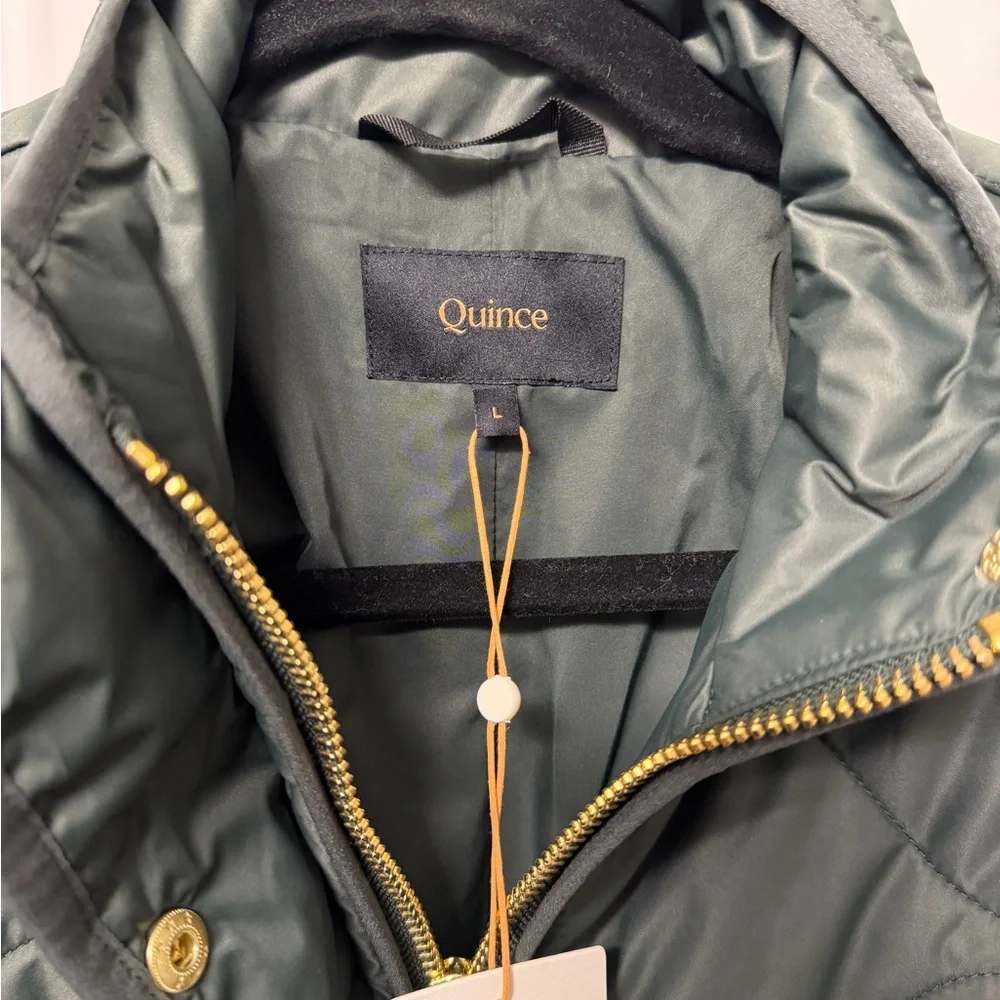 Quince Dark Green Quilted Puffer Jacket NWT - Picture 3 of 4